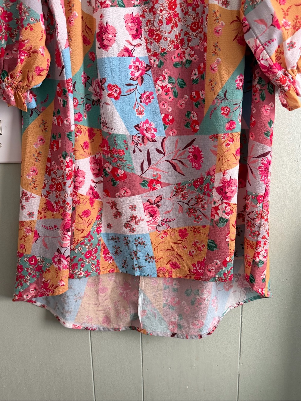 Umgee Floral Patchwork Long Sleeve Shift Dress cottagecore romantic festival - Picture 7 of 14